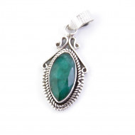 Emerald - silver pendant